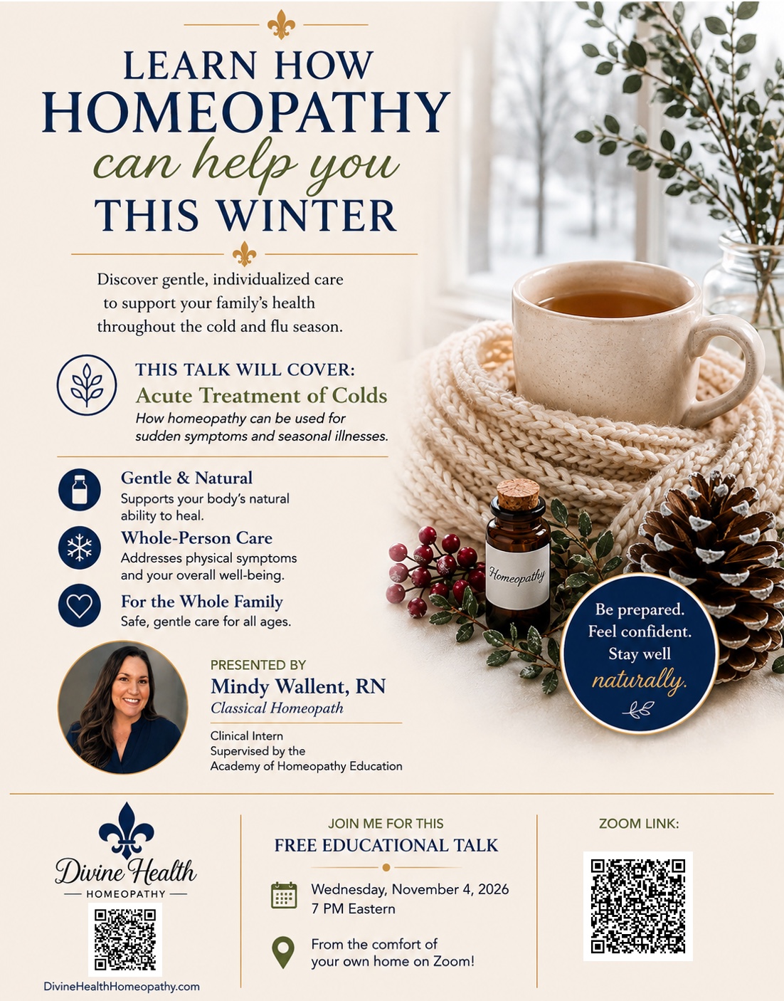 Learn How Homeopathy Can Help You This Winter educational talk flyer